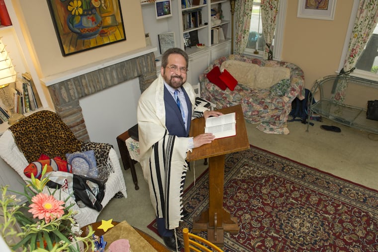 Cantor Scott Borsky stands in the living room of the new Haddonfield Jewish Center in South Jersey.
