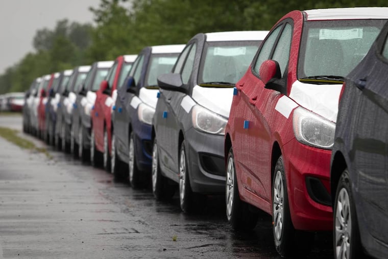 Imports include Korean cars such as these, but also items made with unskilled labor.