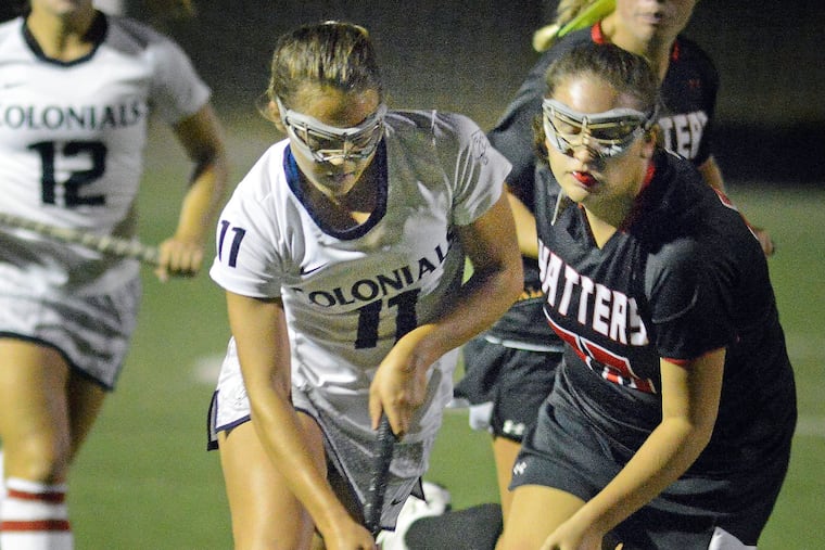 Plymouth Whitmarsh's Ava Borkowski (11) scored for the Colonials in a 4-0 win against Springfield-Montco.