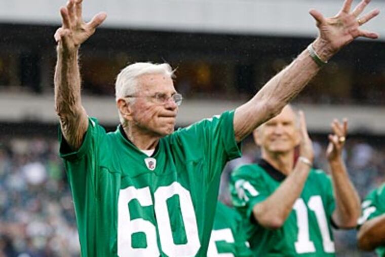 Chuck Bednarik was "sitting up in bed and talking" as of Thursday, his son-in-law said. (Mel Evans/AP file photo)
