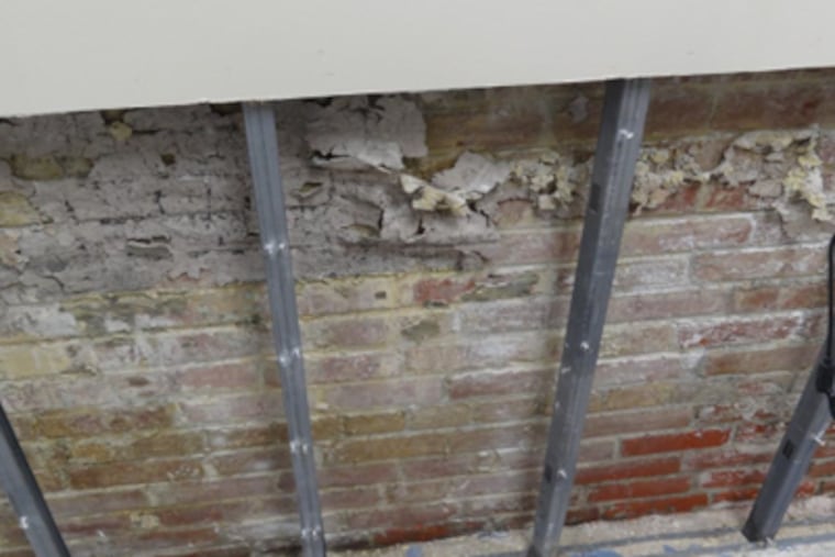Lead-based paint lingers on the original foundation of Myers Elementary School in Cheltenham. Workers found it when they removed drywall for an unrelated construction project.