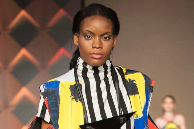 Nicole Beckman's street wear deftly mixed stripes and squares.