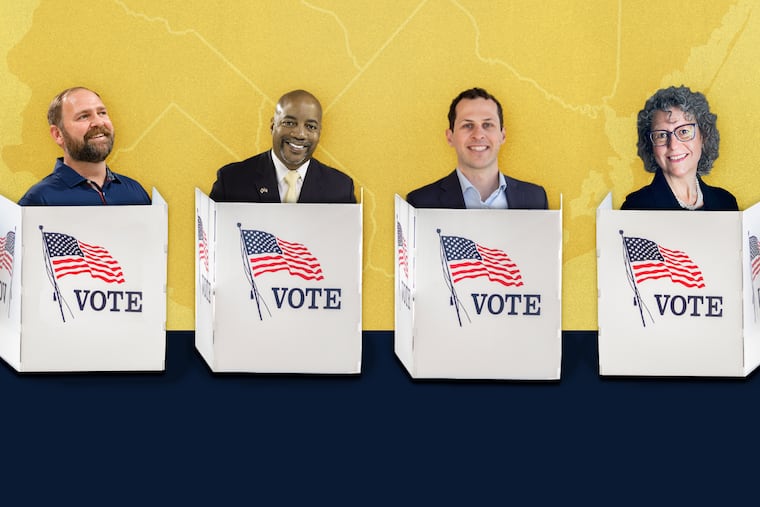 From left, Cape May Mayor Zack Mullock, Tim Alexander, Bayly Winder, and Terri Reese. The four candidates are vying for the Democratic nomination to face U.S. Rep. Van Drew, a Democrat-turned-Republican and ally of President Donald Trump who represents a sprawling South Jersey district.