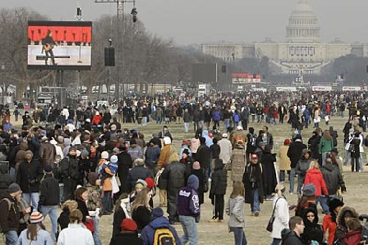 The nation's capital is already filling up with visitors ahead of tomorrow's inauguration. (Alex Brandon/AP)