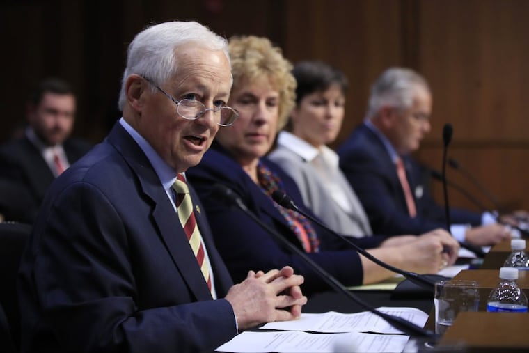 State insurance commissioners Mike Kreidler (Washington state) Lori Wing-Heier (Alaska), Theresa Miller (Pennsylvania) and John Doak (Oklahoma), testify during a congressional hearing on the individual health insurance market recently. The Trump proposal to sell policies against state lines would erode states’ authority to protect consumers.