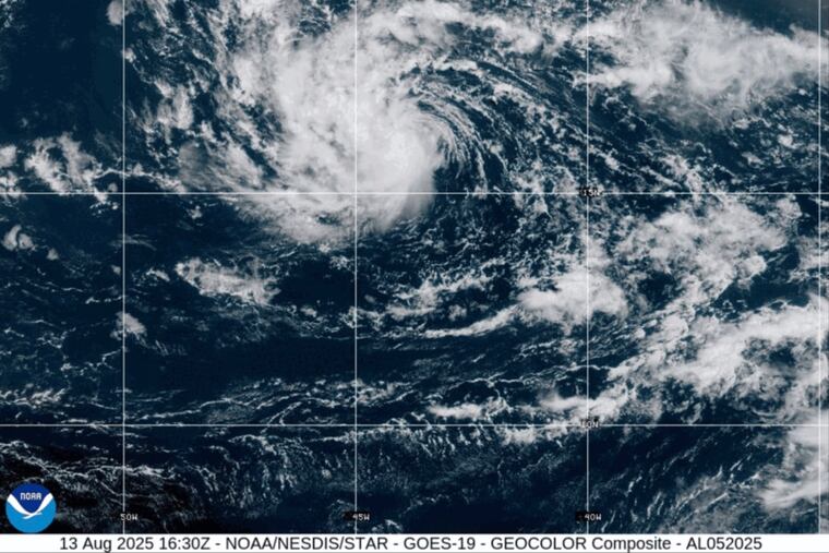 Tropical Storm Erin on Wednesday, Aug. 13, 2025.
