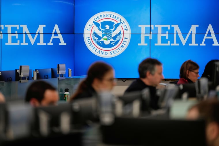 Employees working at the Federal Emergency Management Agency headquarters in Washington.