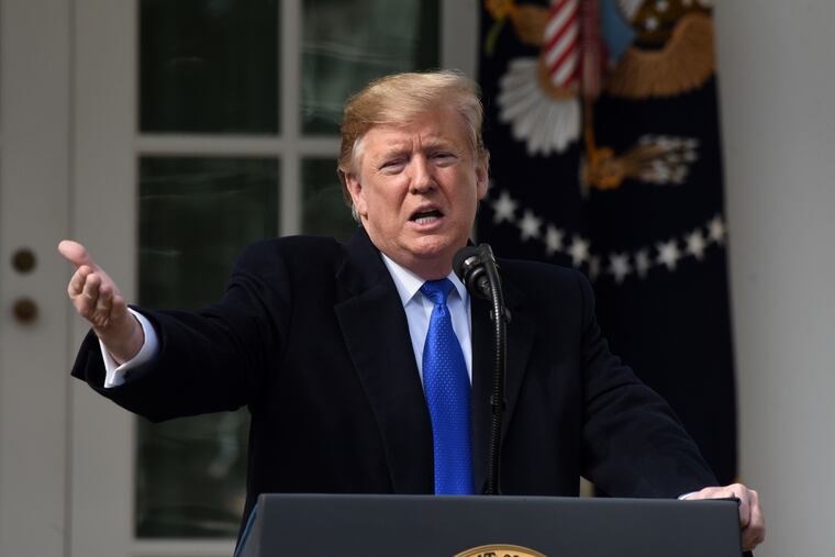 U.S. President Donald Trump declares a national emergency to build his promised border wall during a press conference in the Rose Garden of the White House on Feb. 15, 2019 in Washington, D.C. (Olivier Douliery/Abaca Press/TNS)
