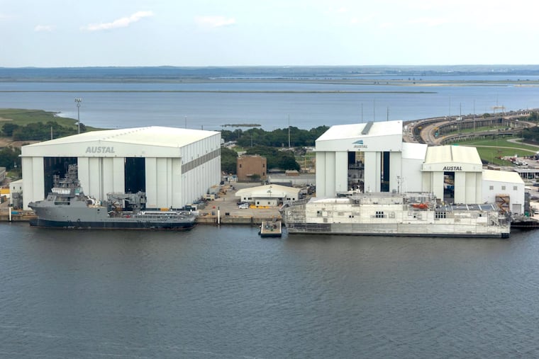 Part of the Austal USA shipyard on Mobile Bay, Ala. The Hanwha Group, which has been searching for expansion space to augment its Hanwha Philly Shipyard, in August confirmed that it has offered more than $1 billion for Austal's yards in Alabama and California.