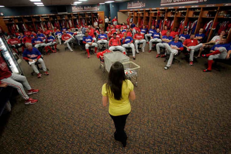 Dietitian Katie Cavuto Boyle instructs the Phils at spring training. The Phillies are joining other big-league teams in cleaning up their clubhouse menus. Nutrition, as one major-league veteran describes it, is "the next frontier as far as performance."