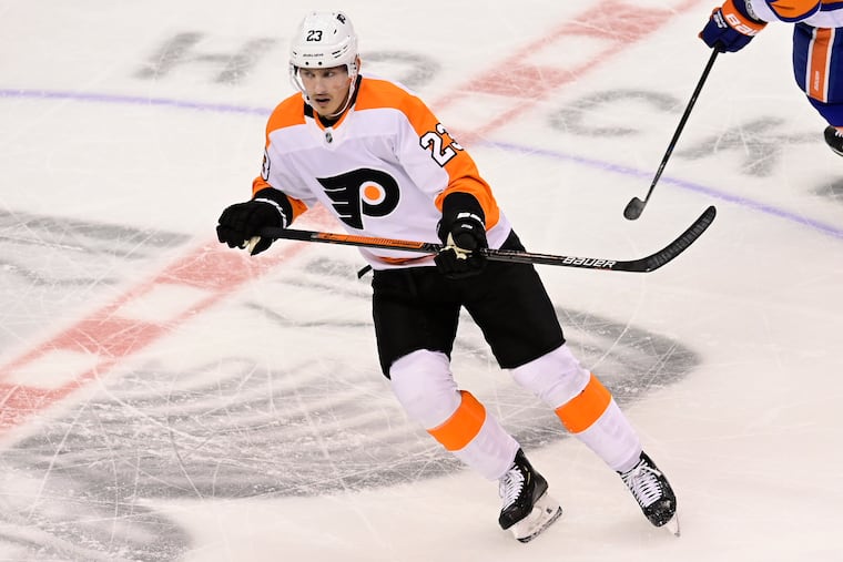 Flyers left wing Oskar Lindblom returned to the lineup on Thursday after battling cancer.