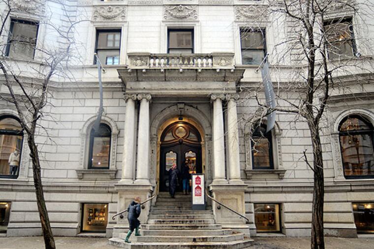 The onetime mansion that now houses retailer Anthropologie, at 18th and Walnut on Rittenhouse Square - is still on the market January 6, 2014, with an asking price of $40 million. After close to six months a deal may be in the offing for the century-old building at one of the most high-traffic corners in Center City. ( TOM GRALISH / Staff Photographer)