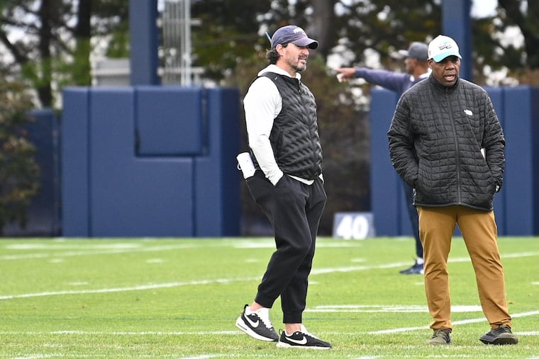 Former St. Joseph's Prep coach Gabe Infante (left) spent two seasons as an analyst on Penn State coach James Franklin's staff.
