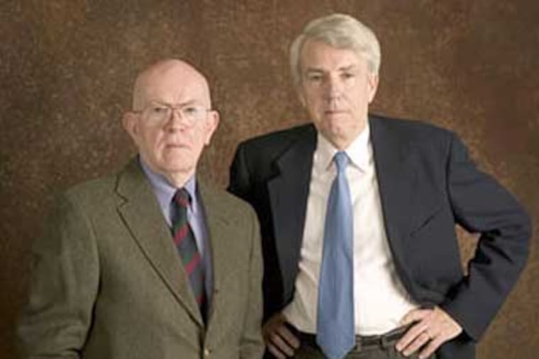 Donald L. Barlett, left, and James B. Steele are revisiting "America: What Went Wrong," their landmark 1991 series in the Inquirer, in a new project with the Investigative Reporting Workshop. Over the next year, the project team will examine how four decades of public policy has shaped America's ongoing economic crisis.