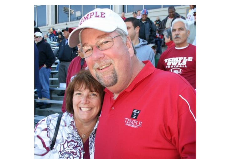 Former Temple center Brad Johnson (right) will walk at Temple's Fox School of Business graduation on Thursday.