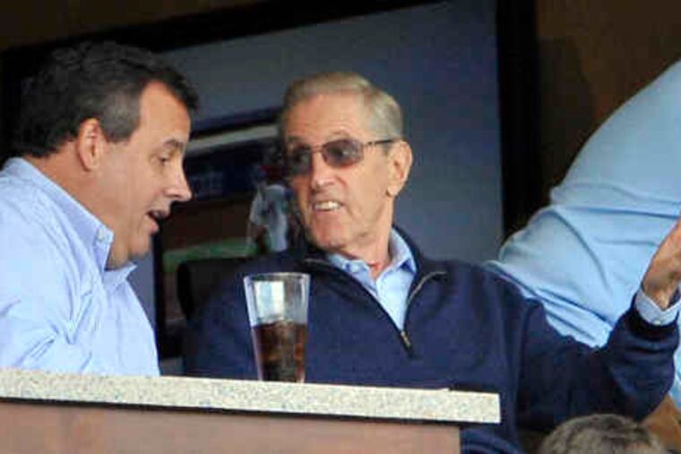New York Mets owner Fred Wilpon (right) is just one of the personalities with whom Gov. Christie has been seen in public. Christie has even said nice things about Democrats.