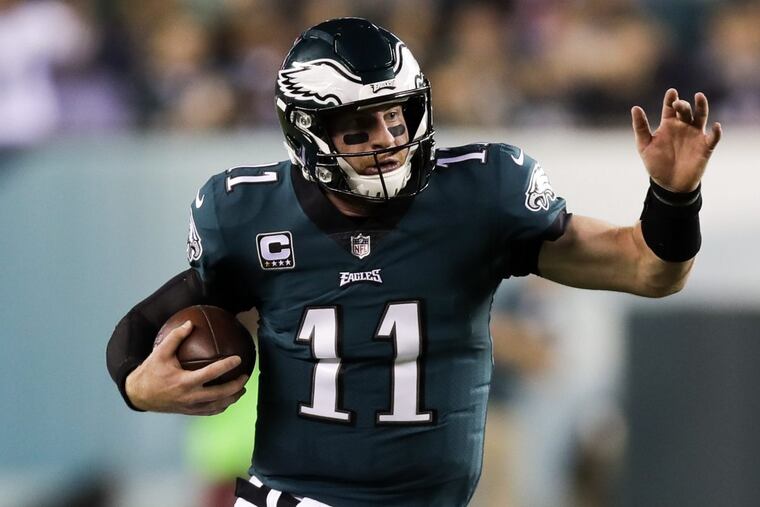 Carson Wentz runs during an Oct. 23 game against the Redskins.