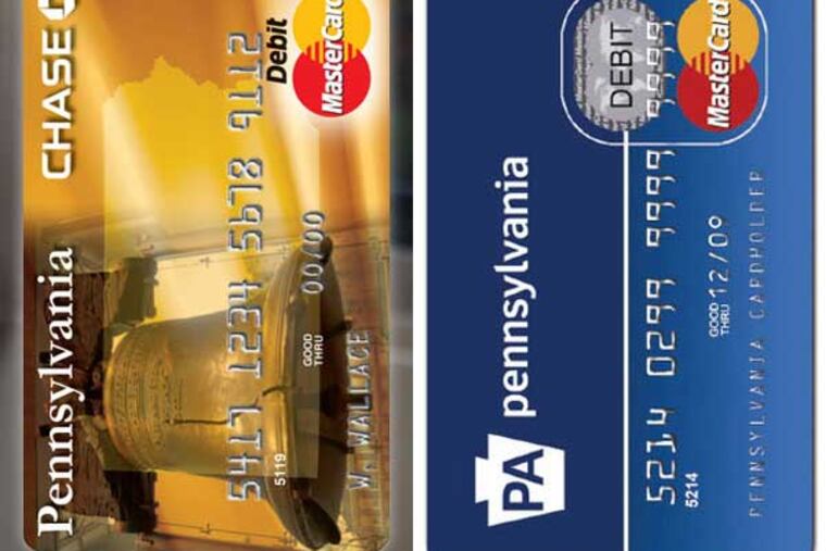 The state's new unemployment compensation debit card (left) and the old one (right). Balances on the old one will not transfer to the new one when it's issued.