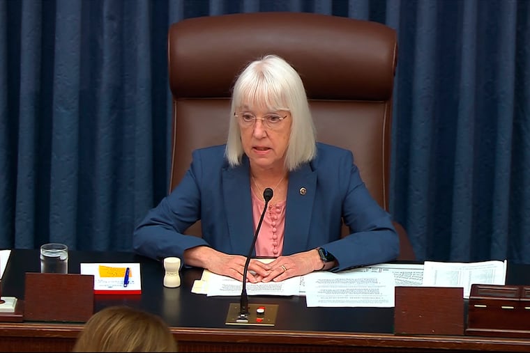 Sen. Patty Murray (D-Wash.) at the U.S. Capitol in 2024. Murray said on June 10 the administration has fired or pushed out almost 5,000 NIH employees, blocked almost $3 billion in grant funding from being awarded, and terminated almost 2,500 grants totaling almost $5 billion. (Senate Television via AP)