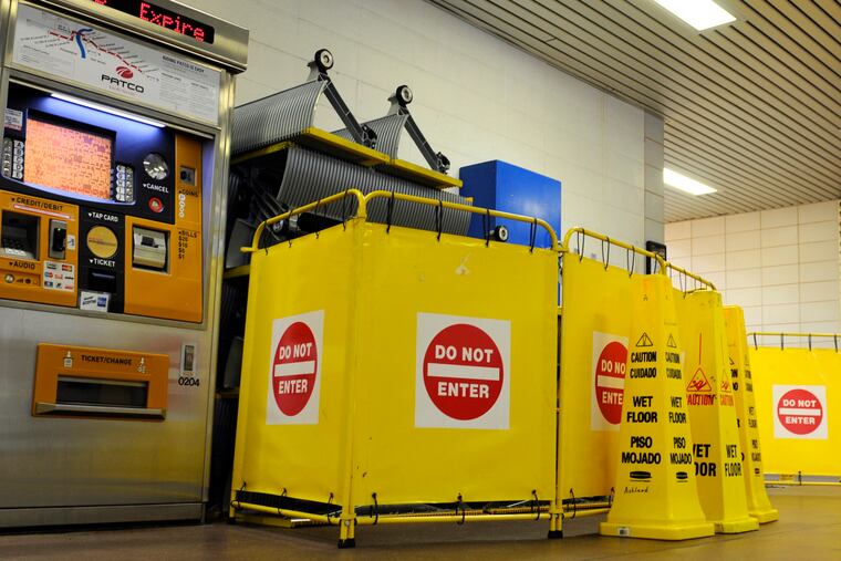 New escalator stair sections wait to be installed at the PATCO Ashland Station. TOM GRALISH / Staff Photographer