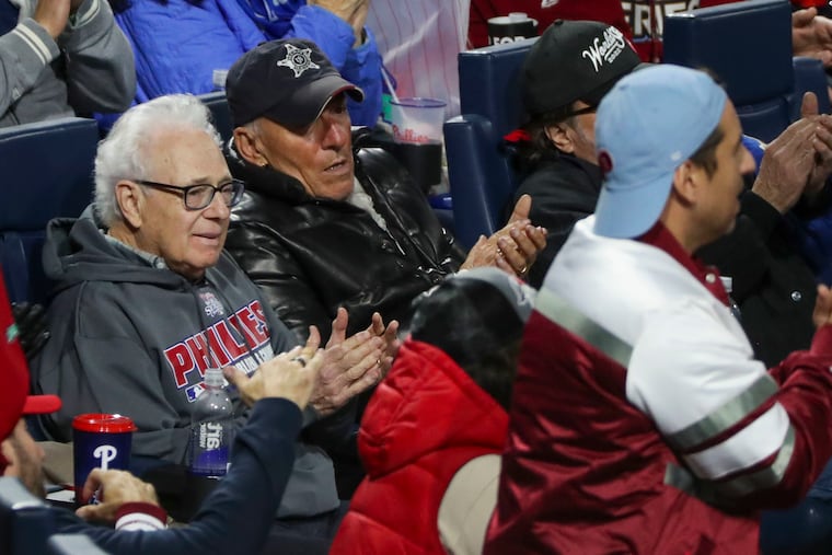 Bruce Springsteen watches Game 4 of the World Series Wednesday night in South Philly.