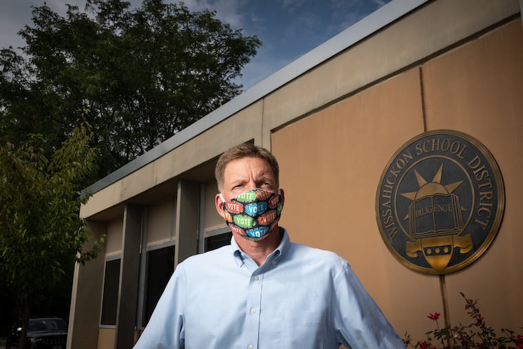 James Crisfield, Wissahickon School District Superintendent of Schools, shown here outside the administrative office has tried to balance COVID-19 safety with in-person classes this school year, Thursday, September 3, 2020. JESSICA GRIFFIN / Staff Photographer