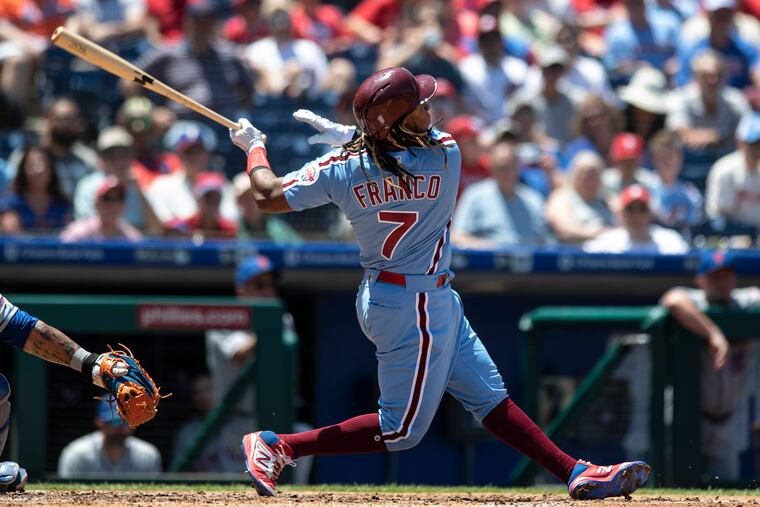 Maikel Franco at the plate during the second inning.