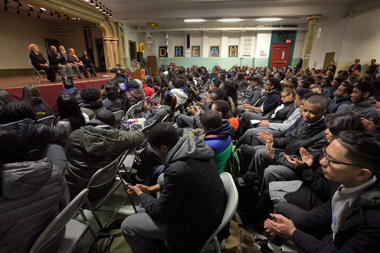 A screening of the third installment of "Cecil's People: The Freedom Fighters" at Cristo Rey Philadelphia High School.