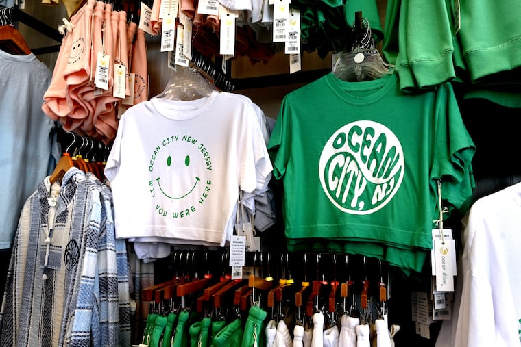 T-shirts for sale on the boardwalk in Ocean City at the Jersey Shore. May 10, 2023.