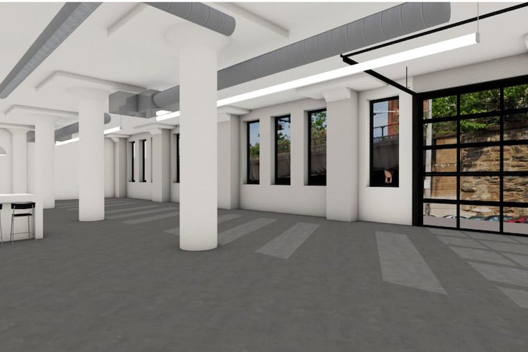 Artist's rendering of planned Location 215 photo studio and event space on ground floor of 990 Spring Garden St. office building north of Center City.