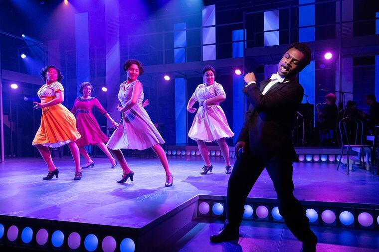 L-R Lizzie Mason, Desireé Murphy, Charlotte McKinley, Donnie Hammond, Nathaniel Washington in Personality: The Lloyd Price Musical.