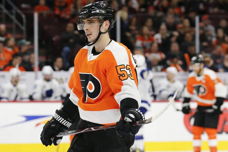 Flyers defenseman Shayne Gostisbehere on the ice against the Tampa Bay Lightning on Thursday, January 25, 2018 in Philadelphia. YONG KIM / Staff Photographer