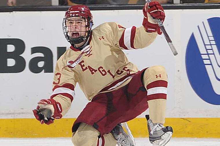 Everyone knows South Jersey's own John Gaudreau, the 19-year-old Boston College standout who starred in the recent world junior hockey championships. (Photo via Boston College Media Relations)