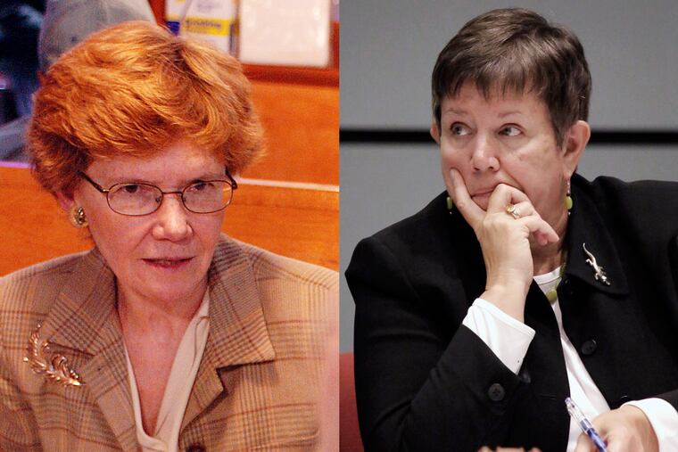 Feather Houstoun (left) and Marjorie Neff are leaving the School Reform Commission.