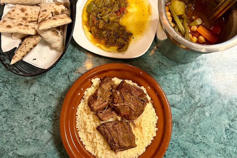 Algerian-style beef couscous is served every Friday as a special at Algerino's, a Mediterranean grill and pizzeria on West Passyunk Avenue. Traditionally, dish is served in Algeria with just meat on top and the vegetables and broth on the side.