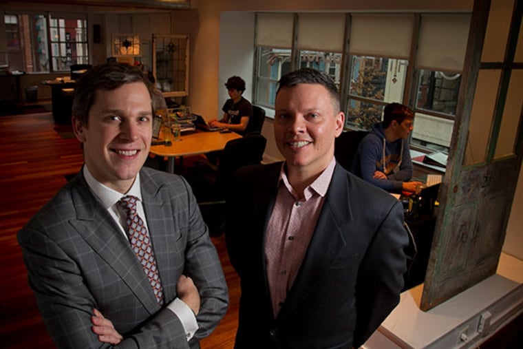 Evan Urbania and Matthew Ray co-founders of Chatterblast in Philadelphia. ( ALEJANDRO A. ALVAREZ / STAFF PHOTOGRAPHER )