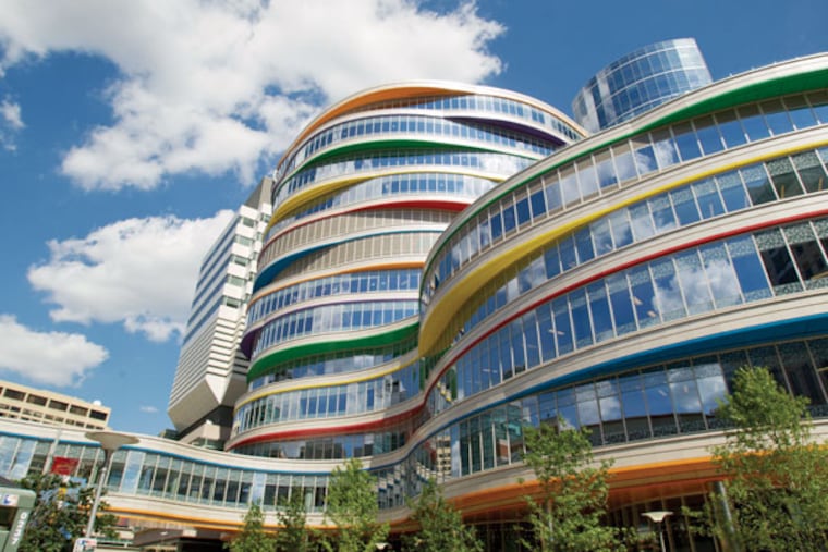 CHOP Buerger Center for Advanced Pediatric Care, the new pediatric outpatient facility, will open on Monday, July 27th. The building features many unique features including a rock wall, "kids in motion" theme, and rooftop garden. (CHARLES FOX / Staff Photographer)