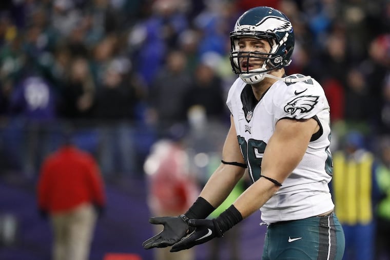 Eagles’ Zach Ertz looks for a call on a two-point conversion in the 4th quarter. Philadelphia Eagles lose 27-26 to the Baltimore Ravens at M&T Bank Stadium in Baltimore, MD on December 18, 2016.