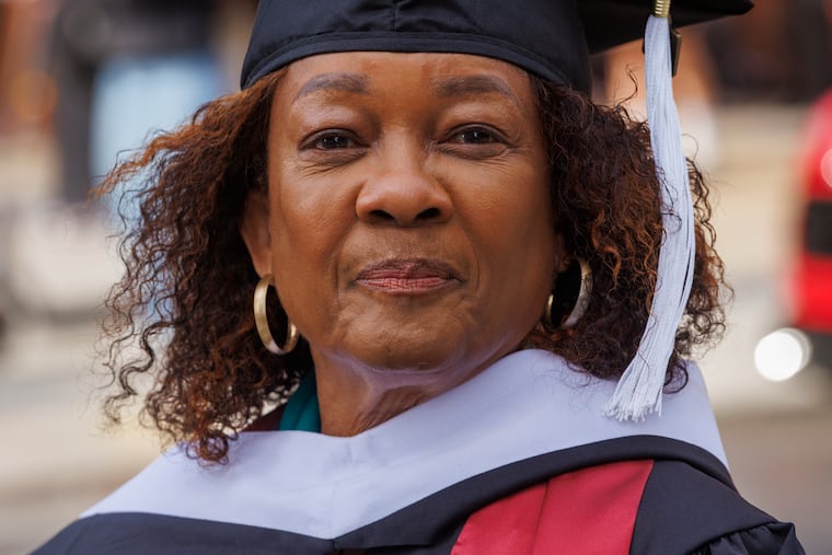 Peggy E. Moore graduates from Temple University on Wednesday at age 75. But she has worked for the school for 44 years.