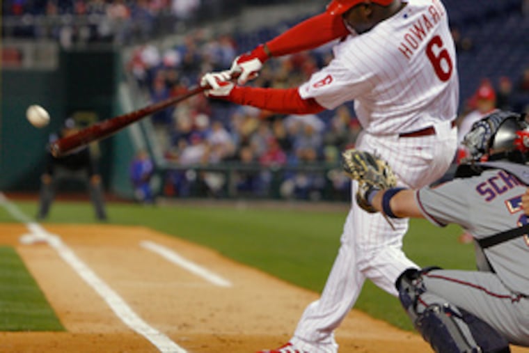 Ryan Howard connects for his third home run of the season, a two-out, two-run shot in the third that gave the Phillies a 3-0 lead.