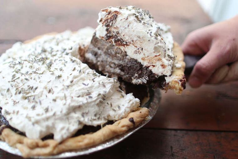 The chocolate lavender pie at Nomadic Pie Shop in Kennett Square. ( DAVID SWANSON / Staff Photographer )