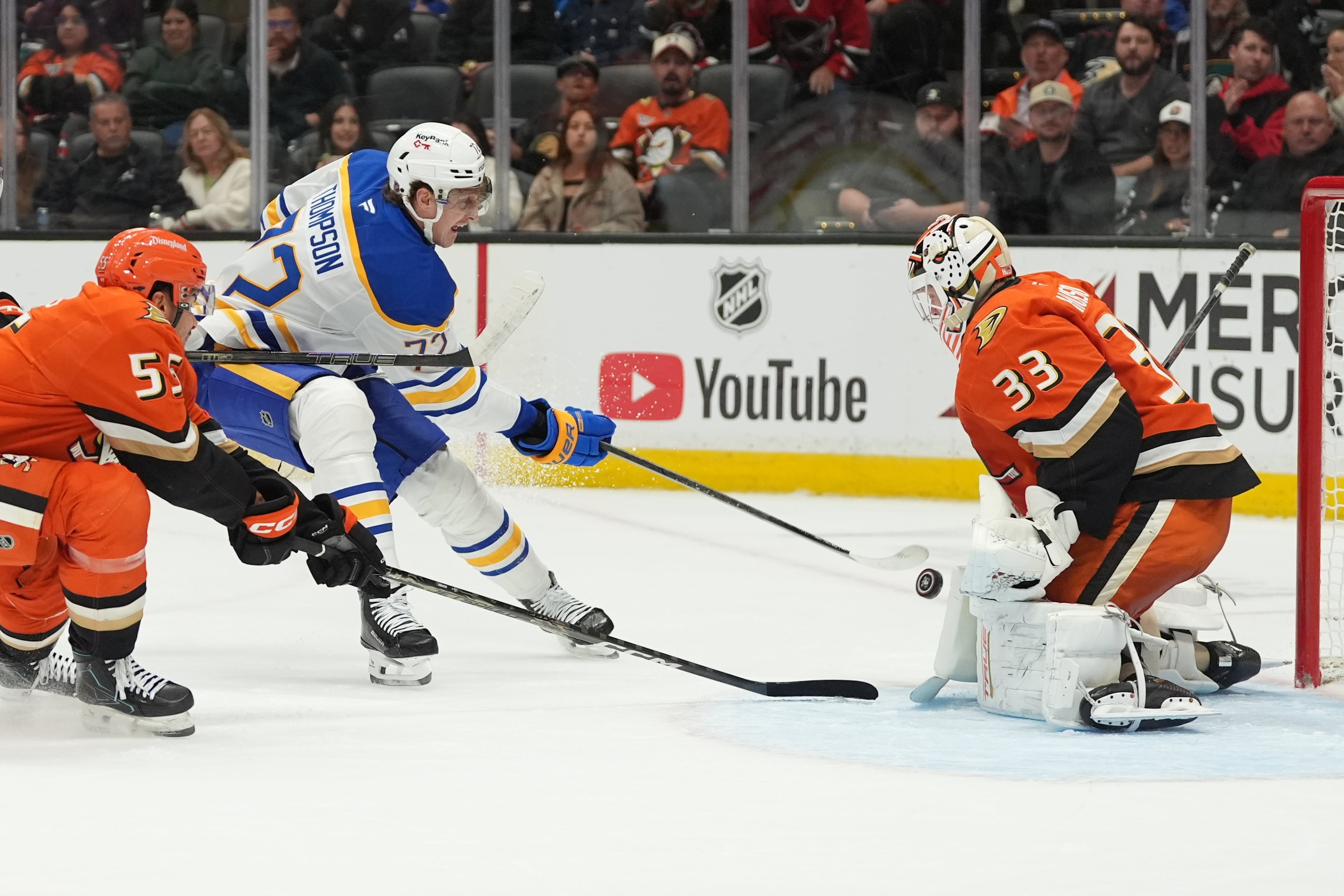 Tage Thompson has hat trick, 5 points in Sabres' 7-6 win over Ducks