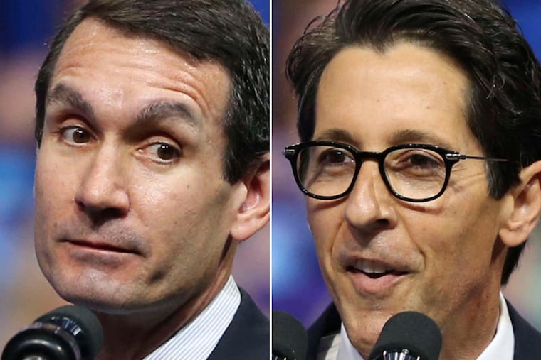 Eugene DePasquale (left) is the Philadelpia Inquirer's choice for Pa. state treasurer. Joe Torsella (right(, is the Inquirer's choice for Pa. auditor general.