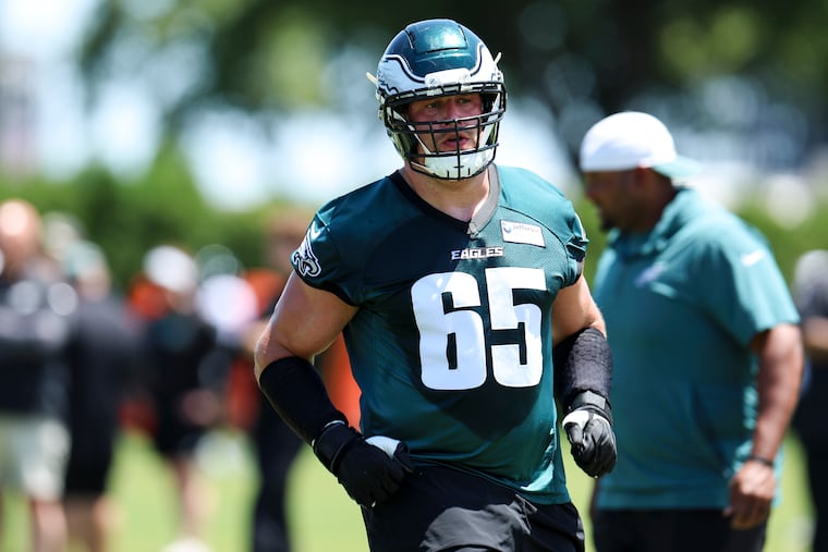 Eagles offensive tackle Lane Johnson participated in his first offseason workout on Tuesday.