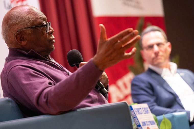The Free Library of Philadelphia welcomed U.S. Rep. Jim Clyburn, to discuss his new book “The First Eight: A Personal History of the Pioneering Black Congressmen Who Shaped a Nation.” He was joined on stage by Pennsylvania Gov. Josh Shapiro, to discuss the representative's life, career and perspective on current events to a packed house on Sunday, Dec. 14, 2025, in Philadelphia.