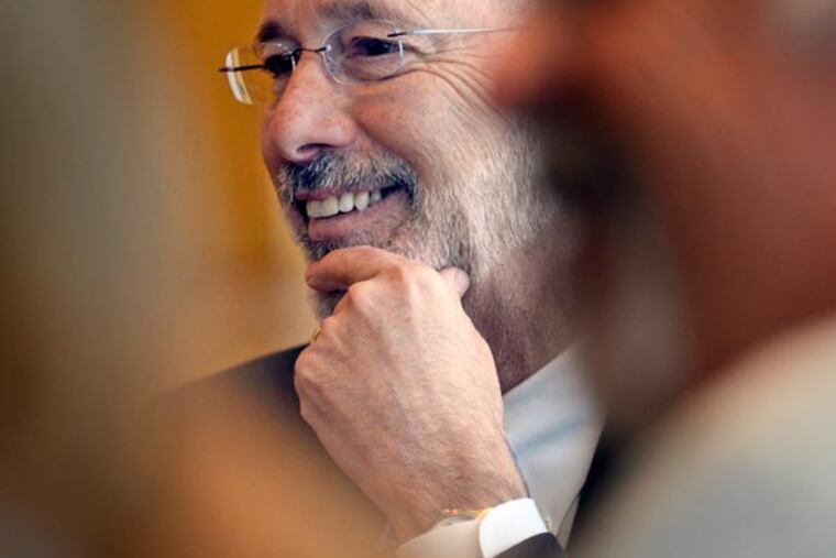 Democratic candidate for governor Tom Wolf meets with education experts at Lehigh University. Wolf grew up in a borough near York that was named for his great-great grandfather. It's a key part of his story.