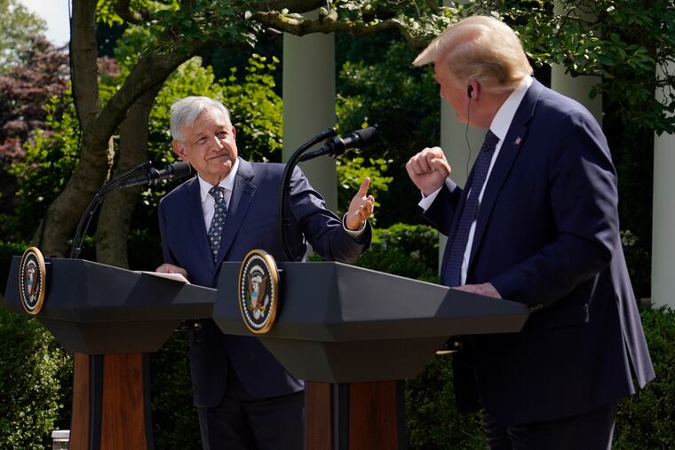 In July 2020, Mexico President Andres Manuel Lopez Obrador (left) and President Donald Trump held a joint news conference at the White House