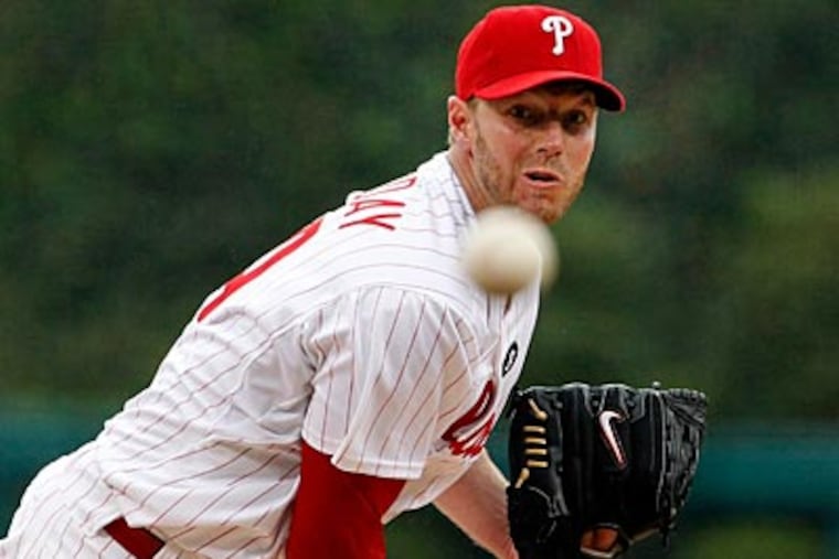 Roy Halladay allowed two earned runs and struck out seven against the Rangers on Friday night. (Ron Cortes/Staff Photographer)