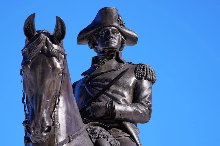 A statue of George Washington on horseback is displayed at the Public Garden in Boston on Friday, Feb. 13.