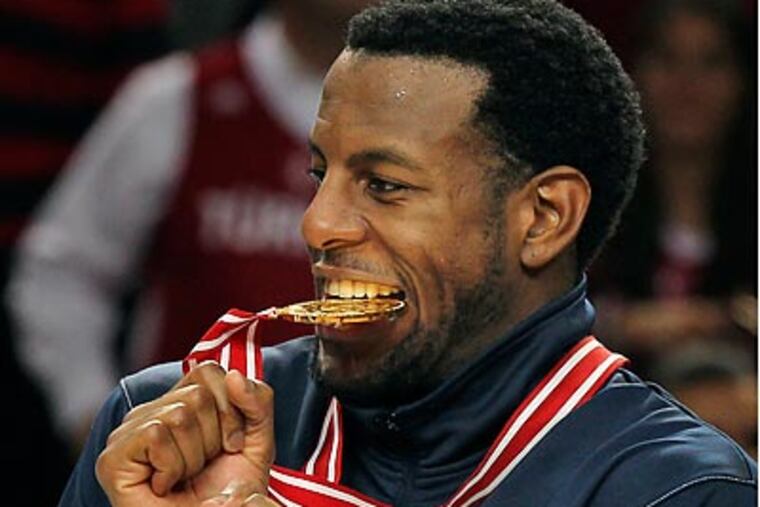 After playing a defensive role with Team USA, Andre Iguodala thinks he can be Sixers' go-to scorer. (AP Photo/Thanassis Stavrakis)